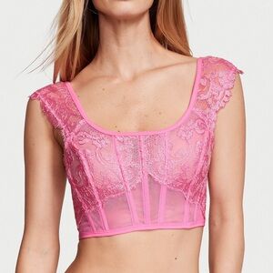 Victoria’s Secret Dream Angels Boho Floral Embroidery Casing Sleeve Corset Top
